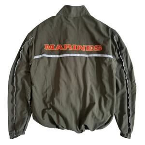 U.S. Marines Running Drawstring Zip Up Windbreaker Jacket Army Green Size S